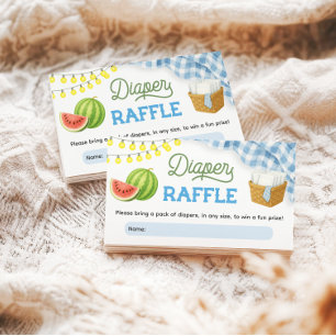 Blue BBQ Baby Shower Diaper Raffle Enclosure Card