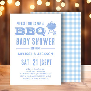 Blue BBQ Baby Shower Invitation