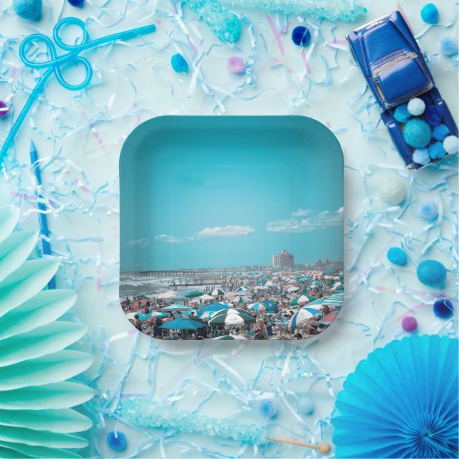Blue Beach Art Paper Plate (Party)