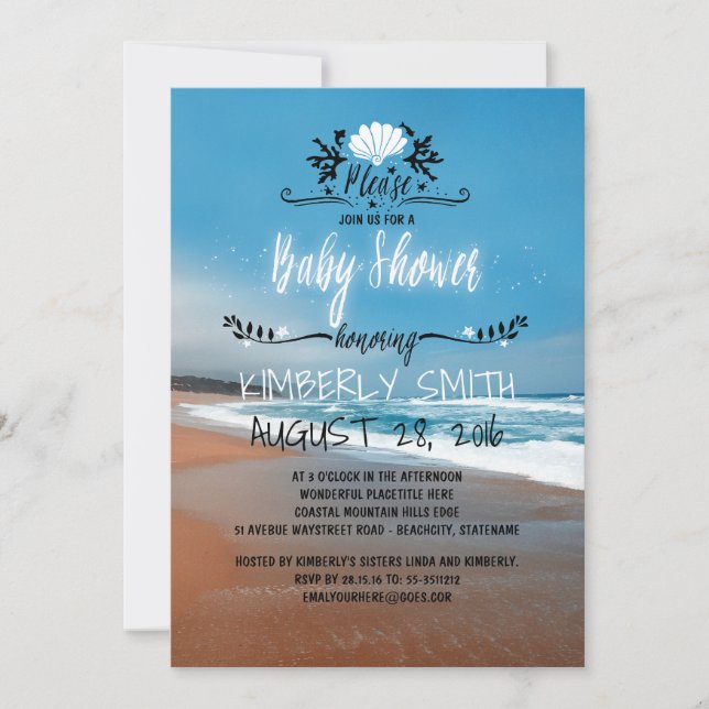 Blue Beach Baby Shower Invitation (Front)