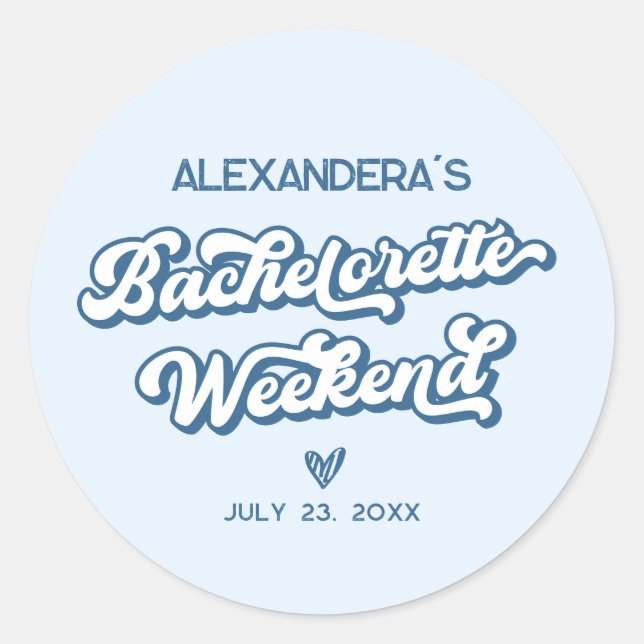 Blue Beach Bachelorette Party Favour Classic Round Sticker (Front)