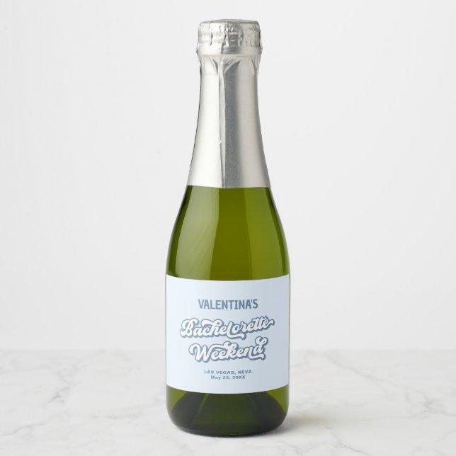 Blue Beach Bachelorette Party Sparkling Wine Label (Front)