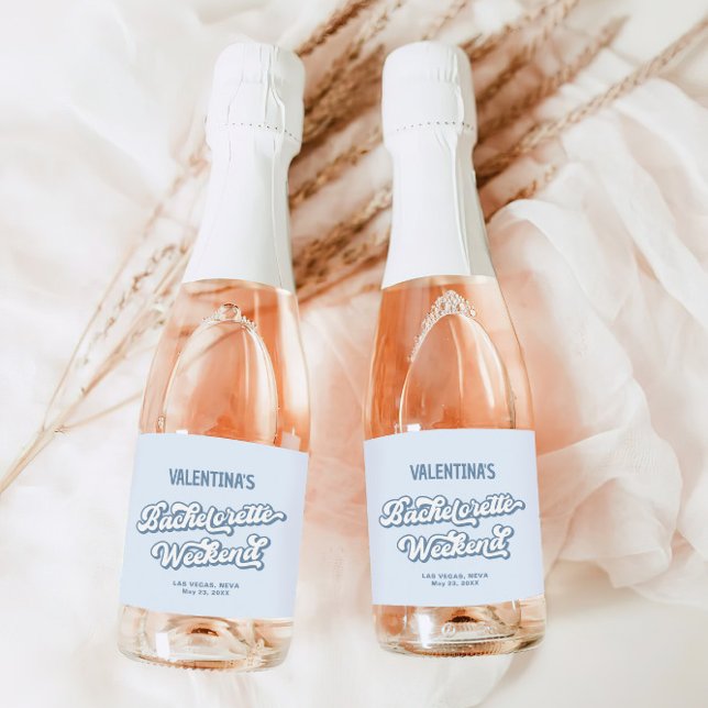 Blue Beach Bachelorette Party Sparkling Wine Label (Creator Uploaded)