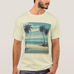 Blue Beach Bliss Tee - Serene Coastal Design