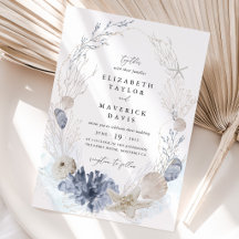 Blue Beach Coastal Seashell Wedding