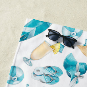 Blue Beach Cocktails Summer Fun Personalised Towel