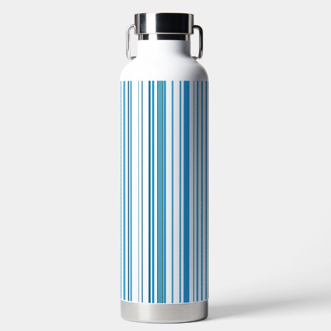 Blue Beach Colour Stripes Water Bottle (Front)