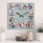 Blue Beach Driftwood Planks Rustic Nautical Square Wall Clock<br><div class="desc">Easily create your own personalised blue rustic driftwood planks lake house style wall clock with your custom photos. The template uses a photo filter to create a more coordinated look. For best results,  crop the images to square - with the focus point in the centre - before uploading.</div>
