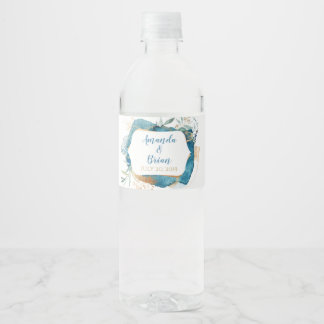 Blue Beach Garden Water Bottle Labels