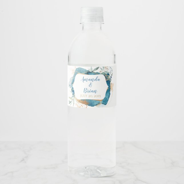 Blue Beach Garden Water Bottle Labels (Front)
