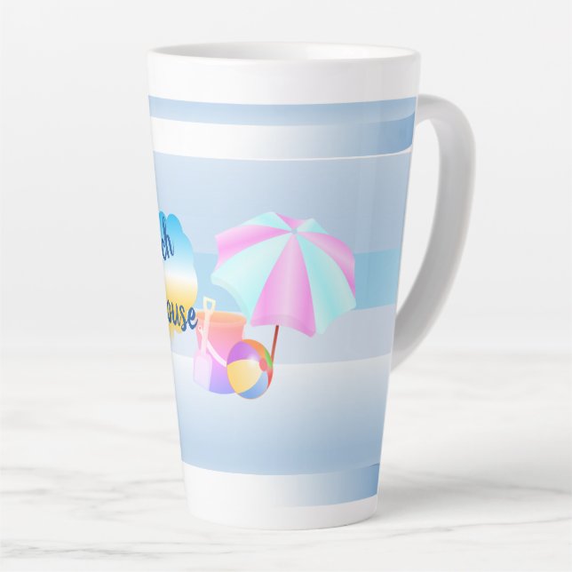 Blue Beach House Latte Mug (Right Angle)