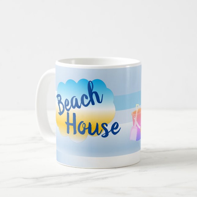 Blue Beach House Mug (Front Left)