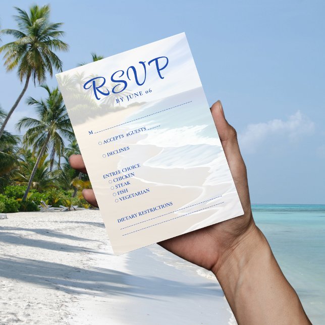 Blue Beach Island Destination Wedding RSVP Card (Blue Beach Island Destination Wedding RSVP Card
)
