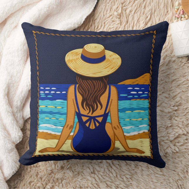 Blue Beach Noir Cushion (Blanket)