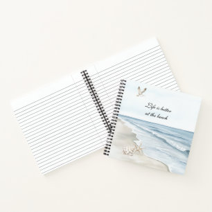 Blue Beach Ocean Starfish Sea Birds  Notebook
