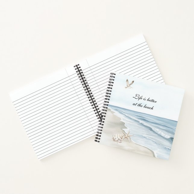 Blue Beach Ocean Starfish Sea Birds  Notebook (Inside)