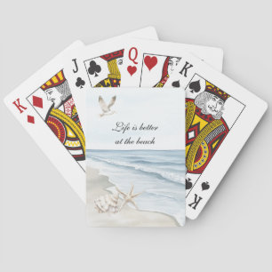 Blue Beach Ocean Starfish Sea Birds  Playing Cards