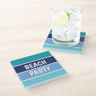 Blue Beach Party Glass Coaster