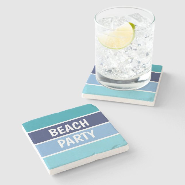 Blue Beach Party Stone Coaster (Side)