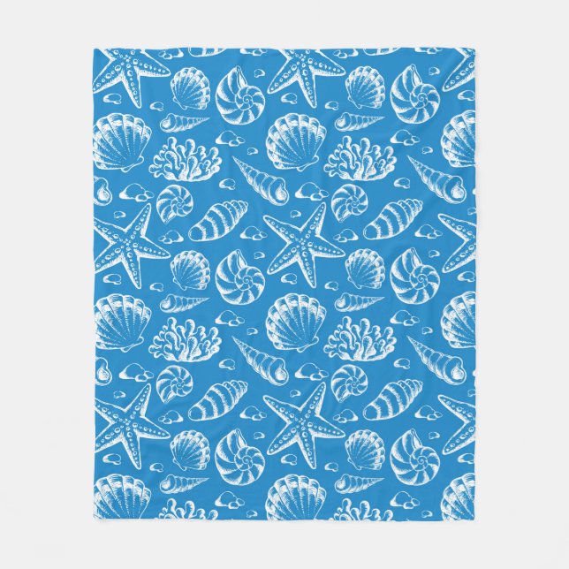 Blue Beach Pattern 2 Fleece Blanket (Front)