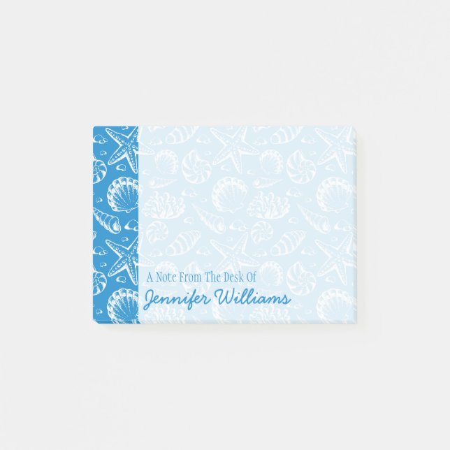 Blue Beach Pattern | Add Your Name Post-it Notes (Front)