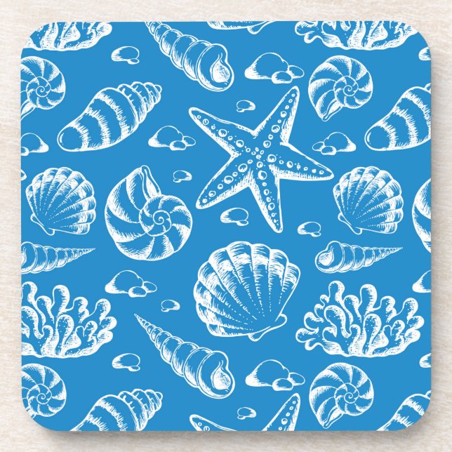 Blue Beach Pattern Coaster (Front)