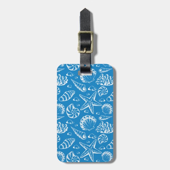 Blue Beach Pattern Luggage Tag (Front Vertical)