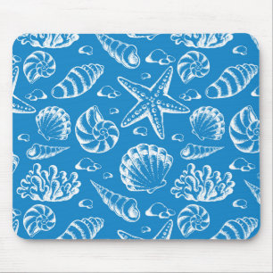 Blue Beach Pattern Mouse Pad