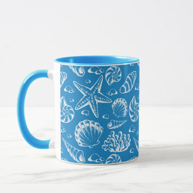 Blue Beach Pattern Mug (Left)