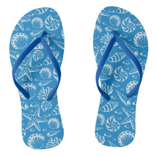 Blue Beach Pattern Thongs