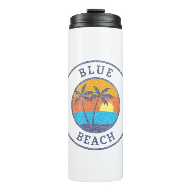 Blue Beach, Puerto Rico Faded Classic Style Thermal Tumbler (Front)