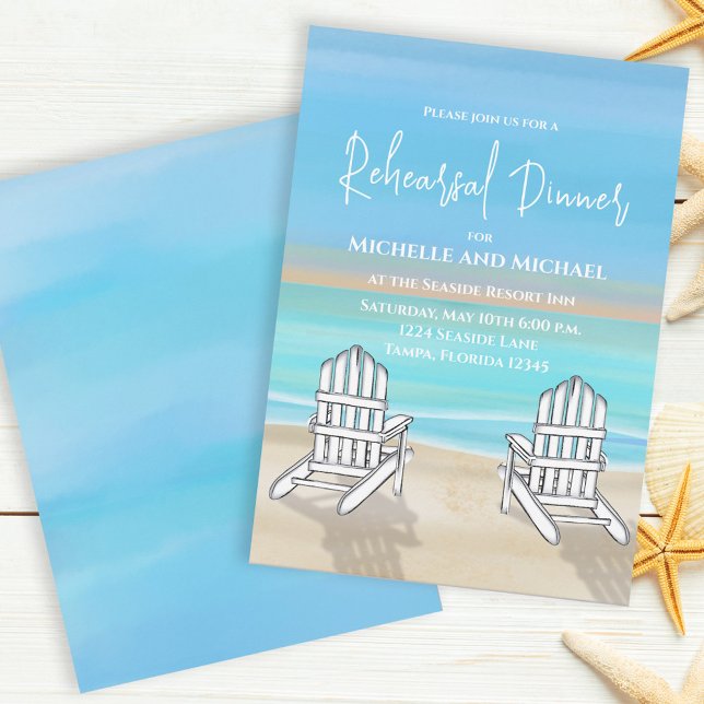 Blue Beach Rehearsal Dinner Nautical Coastal Sea Invitation (Creator Uploaded)