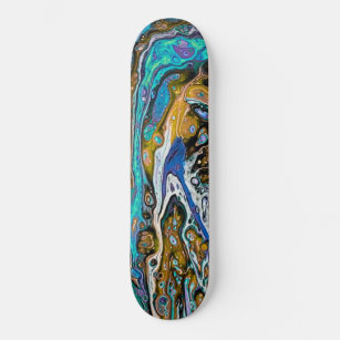 Blue Beach, River water and stones abstract art Skateboard