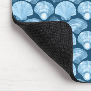 Blue Beach Seashell Pattern Mouse Pad