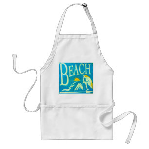 blue beach sign apron