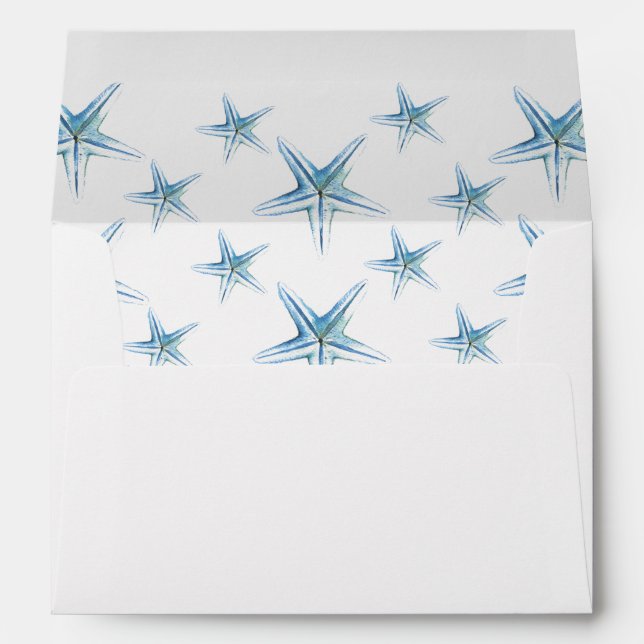 Blue Beach Starfish Invitation Envelope (Back (Bottom))