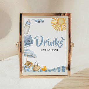 Blue Beach Summer Baby Shower Drinks Poster