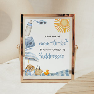 Blue Beach Summer Baby Shower Envelope Station Poster