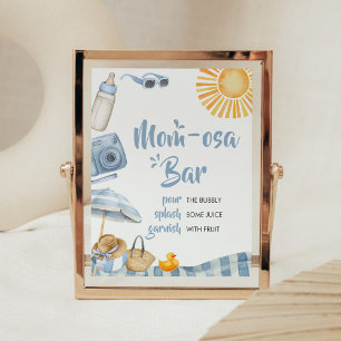 Blue Beach Summer Baby Shower Mum Osa Bar Poster