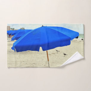 Blue Beach Umbrellas Hand Towel