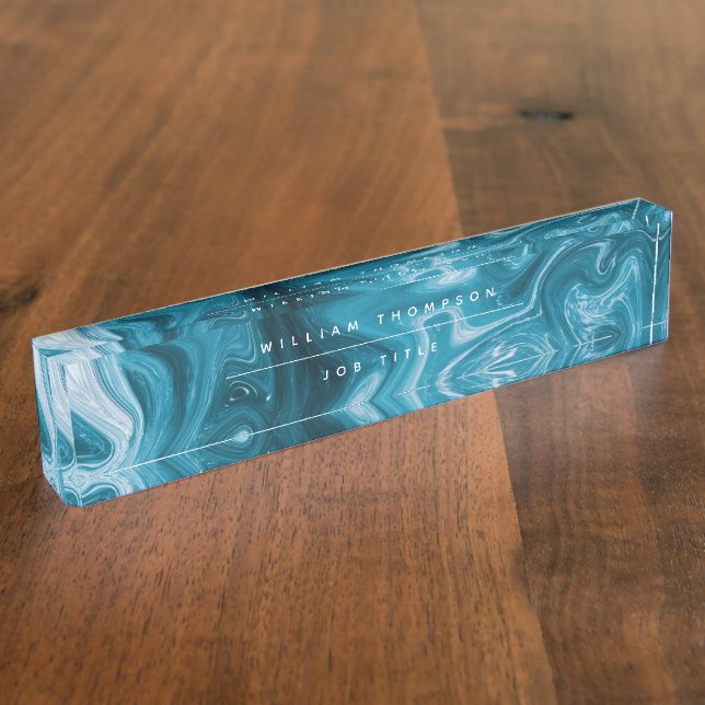 Blue Beach Waves Abstract Design  Nameplate (Side)