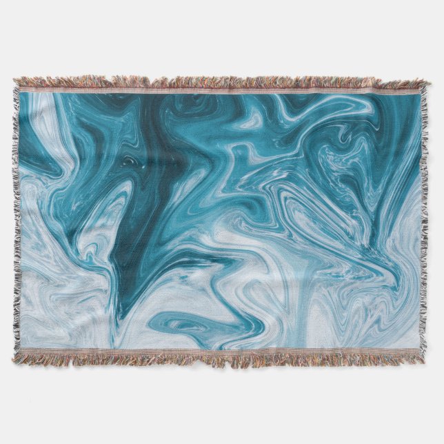 Blue Beach Waves Abstract Design Throw Blanket (Front)