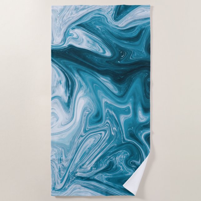 Blue Beach Waves Abstract Design Towel (Front)