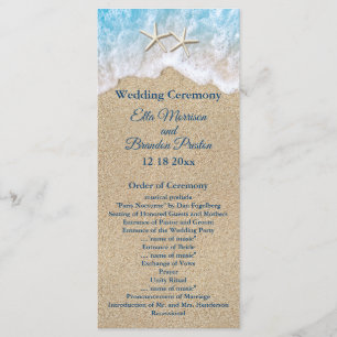 Blue Beach Waves and Starfish Wedding Program