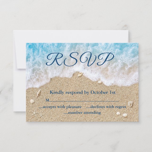 Blue Beach Waves Mrs & Mrs RSVP Card (Front)
