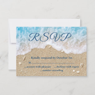 Blue Beach Waves Mrs & Mrs RSVP Card