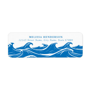 Blue Beach Waves Return Address Labels