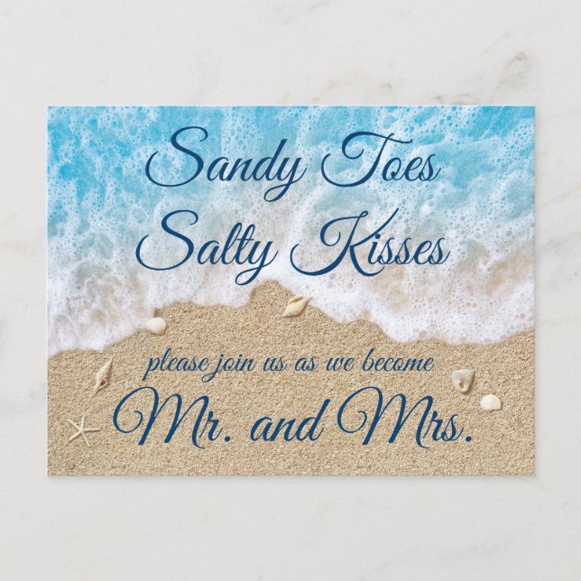 Blue Beach Waves RSVP Postcard (Front)