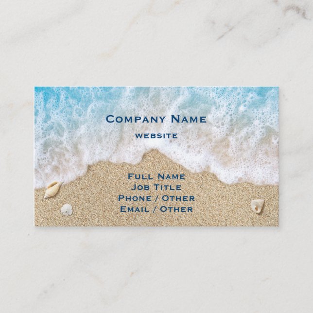 Blue Beach Waves & Sand Business Card (Front)