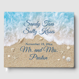 Blue Beach Waves Sandy Toes Guest Book